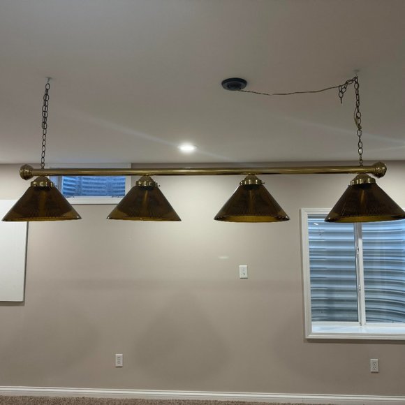 4 Lamp Light Fixture Pool Table Billiards, Gold or Polished Brass - Picture 6 of 6